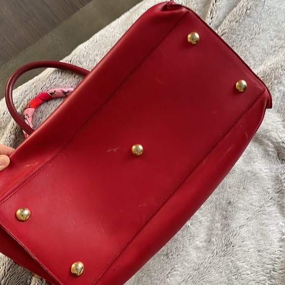 Medium Classic YSL Cabas bag RED w/ twilly scarf - Picture 11 of 16
